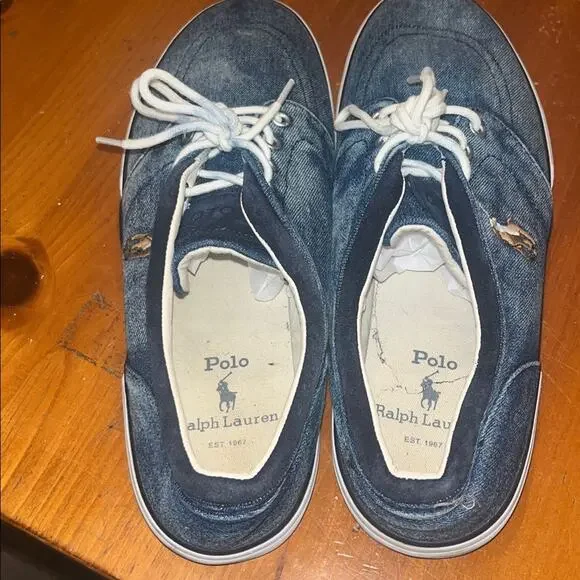 POLO RALPH LAUREN Men's Blue Faxon Classic Low-Top Denim Sneakers size 11D - Picture 5 of 6